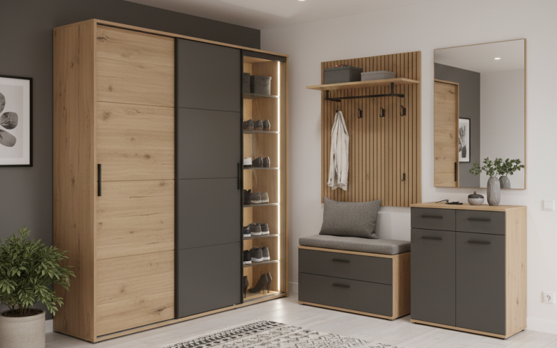 Mobilier pentru Hol realizat din mdf infoliat