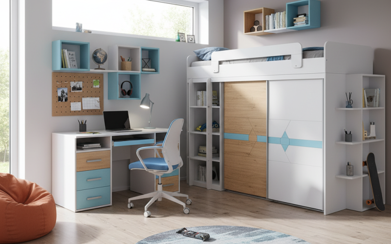 Mobilier pentru camera de copii si tineret realizat la comanda din mdf infoliat2